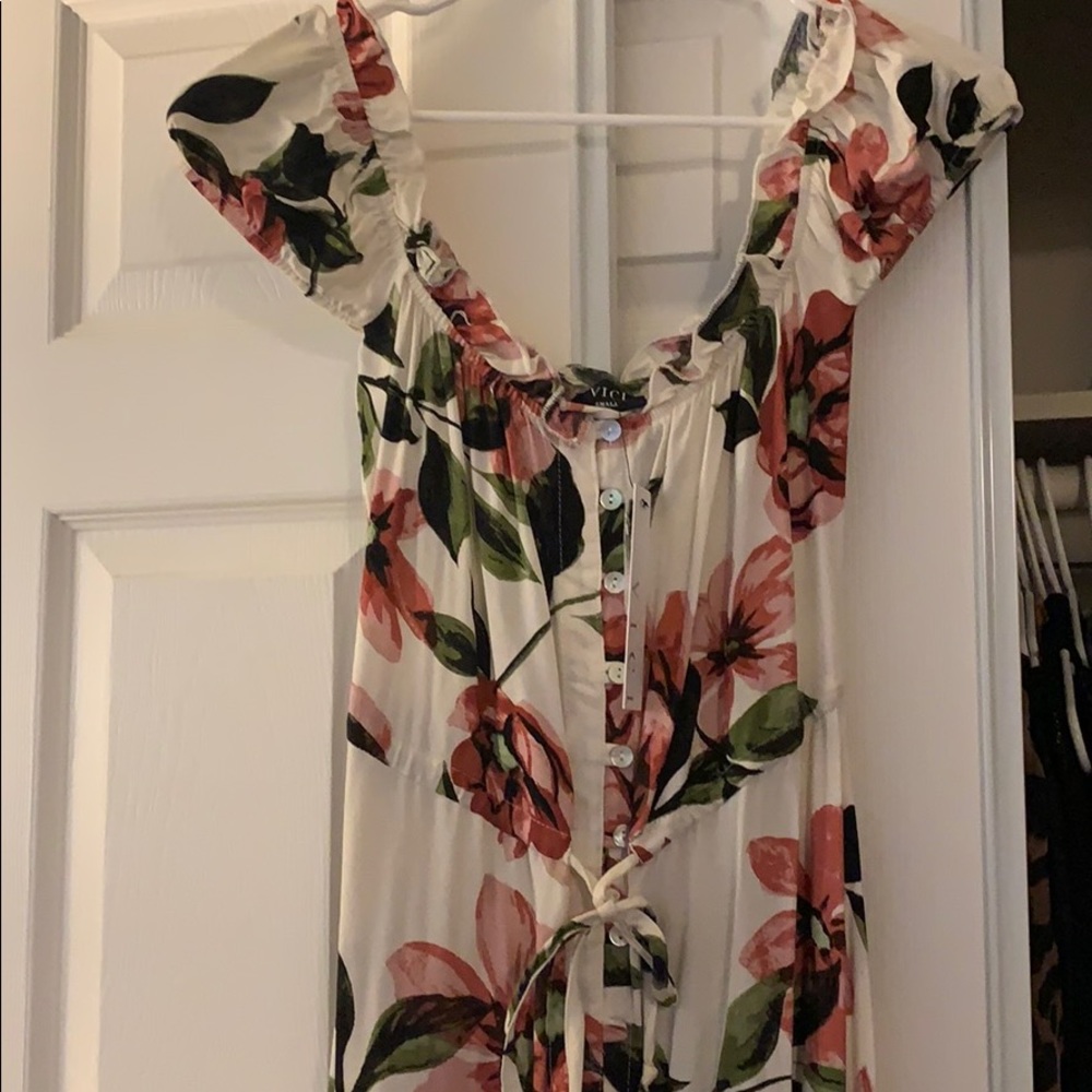 VICI floral off the shoulder hi-low dress
